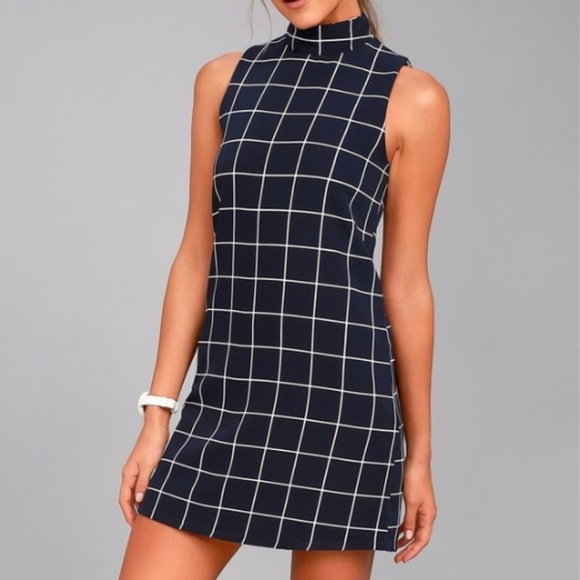 Lulus Dresses & Skirts - Lulu's chic by design navy grid print dress